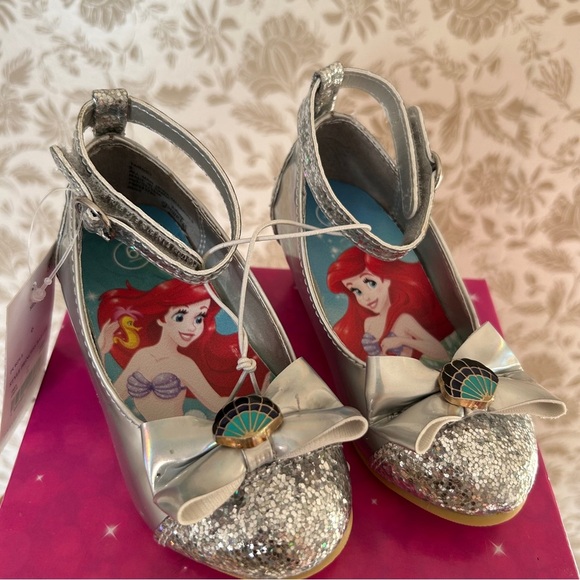 Other - Disney Princess Ariel Silver Glitter Heels Toddler Girls Size 6 NIB